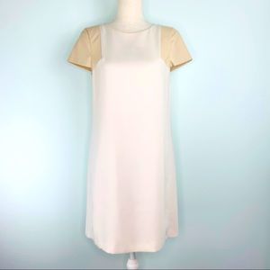 Zara Basic Cream and Tan Shift Dress Sz M
